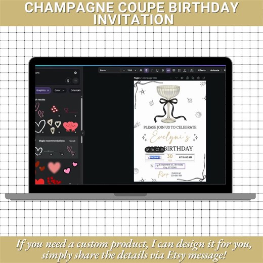 Champagne Coupe Birthday Invitation Template |editable Minimalist Party Invite |birthday Invitation Card |modern Birthday Invitation Card - Etsy