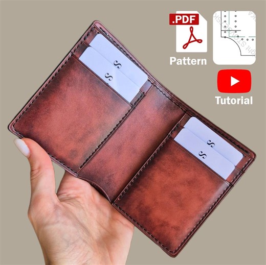 Vertical Bifold Wallet -PDF Download -template -DIY -wallet Template -slim Leather Wallet -unisex Minimalist Cardholder -a4/letter - Etsy