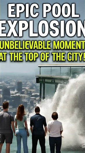 "Epic Pool Explosion: Unbelievable Moment at the Top of the City!"#PoolGoneWild#shorts