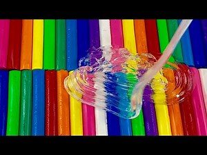 MIXING RAINBOW CLAY INTO CLEAR SLIME! SATISFYING SLIME VIDEO