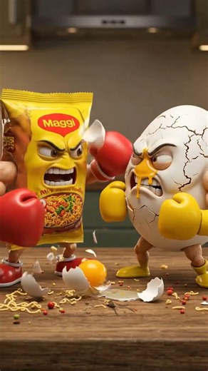 “Maggi vs Egg Fight 😂🔥 | Funny AI Cartoon Battle | Viral Shorts”