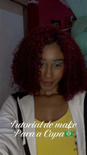 Tutorial fácil de make brilhante,amarelo e azul para a Copa do Mundo 🇧🇷#makeuptutorial