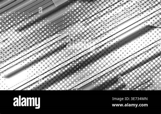 Abstract Grayscale Motion Background with Diagonal Stripes and Halftone Dots Stock Video Footage - Alamy