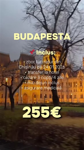 🇭🇺 City-break! Budapesta: palate, luminile Dunării și o adevărată poveste europeană 😍 Băi termale, Dunărea și atmosfera Europei vechi! Momentul perfect pentru o resetare! ✈️ Plecare: 24.01.2026 / 3 nopți ⭐️ NH Budapest City 4★ de la 255€ ✅ Hotel confortabil în centrul orașului, aproape de toate atracțiile și magazinele ✅ Recenzii foarte bune din partea oaspeților ✅ Inclus: bilet de avion, transfer, cazare 3 nopți / 4 zile, mic dejun, asigurare medicală, excursie 📞079541715 (Viber, WhatsApp, 