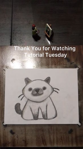 Alicia Lopez on Instagram: "How to Draw a Simple Silly Cat Materials: * Paper * Charcoal or regular pencil * Blending stump (or tissue) 1. Start by drawing a sideways oval. This will be the cat’s head. 2. On top of the oval, draw two rounded triangles for the ears. Add smaller triangles inside each ear. 3. Draw a small upside-down triangle in the center for the nose and shade it in. 4. Just below the nose, draw two small “U” shapes to create a smiling mouth. 5. Draw two circles for the eyes. Add