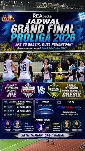 Jadwal Grand Final Proliga 2026 JPE vs Gresik: Duel Penentuan!