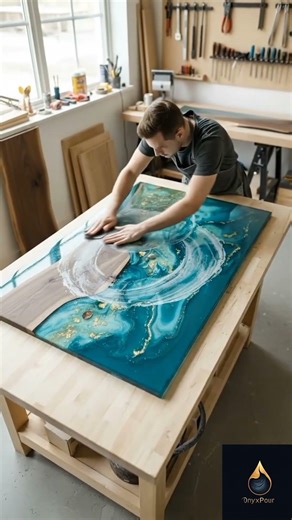 DIY Glowing Ocean Forest Table: Satisfying Epoxy Resin Art.