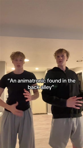 Finally seeing @Kyzen and I in the same room… #fyp #viral #twins | an animatronic found in the back alley
