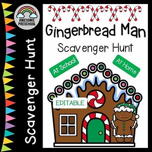 Gingerbread Man Scavenger Hunt - School and Home Versions - Editable! - Etsy