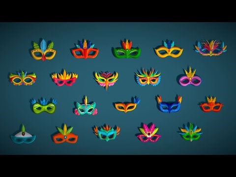 20 Carnival Feather Mask Pack 2 Kids Party Mask - Stylized Costume Masks Set