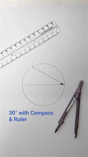 How to Draw a Perfect 30° with a Compass #maths #geometry #geometricdrawing #degree #compass