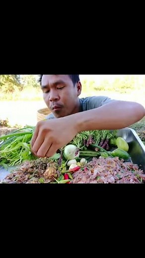 ASMR Eating raw shrimp salad vegetable _Mukbang thai food _ Thai eating show _ ASMR Food #156