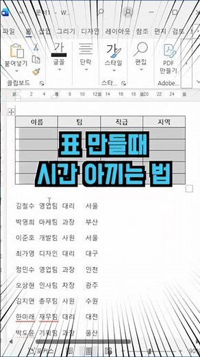 워드 표 ‘한번에’ 넣는 숨겨진 단축키 (Alt+N+T+V)