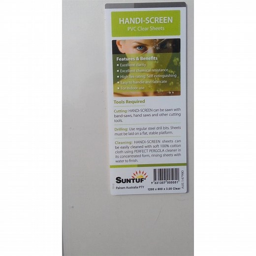 Suntuf 600 x 1200 x 3mm Clear PVC Handisheet