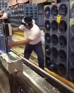 The seemingly effortless way they stack these water bottles