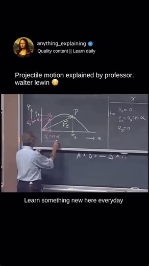 Chinedu_anyiam on Instagram: "Prof. Walter Lewin, a renowned MIT physicist, explains Projectile Motion with great clarity and passion. He uses real-life demonstrations and simple equations to show how objects move under gravity, making physics exciting and easy to understand. . . . #walterlewin #physics #foryou #explorer #instareels"