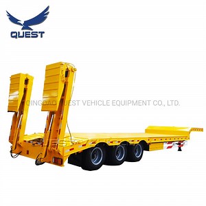 [Hot Item] Three-Axle Hydraulic Ladder 50-80ton Lowboy Low Deck Semi Trailer