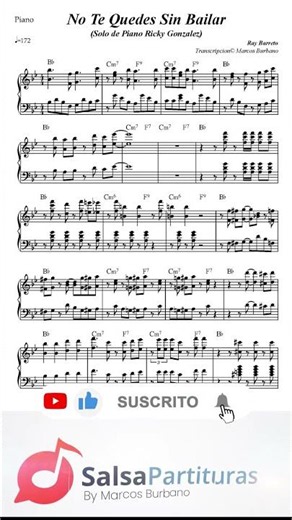 NO TE QUEDES SIN BAILAR (Ray Barretto) SOLO DE PIANO Ricky Gonzalez | Partitura Pdf y Midi