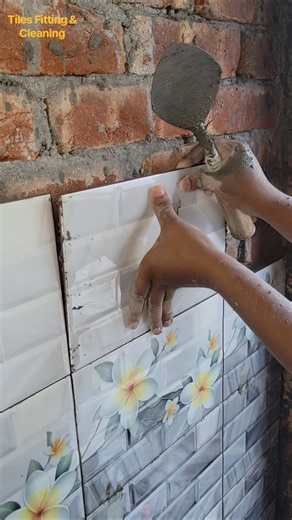 I installed white tiles on the bathroom wall; it looks very beautiful.#walltiles #whitetilesfitting