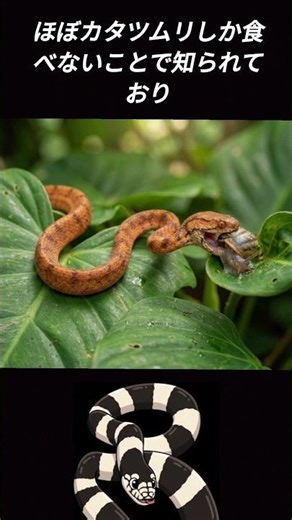 カタツムリを食べる珍しい蛇🐍