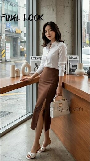 The outfit ⭐ White Shirt + Midi Skirt Outfit Ideas 🤎 | Chic & Elegant Style #shorts