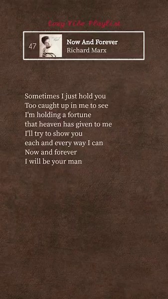 Now And Forever - Richard Marx (Lyrics) #CozyVibePlaylist🎶