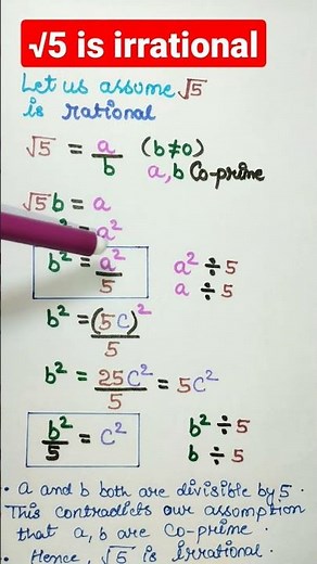 √5 is irrational proof class 10 maths | root 5 is irrational | Ex 1.2 Q1 Class 10