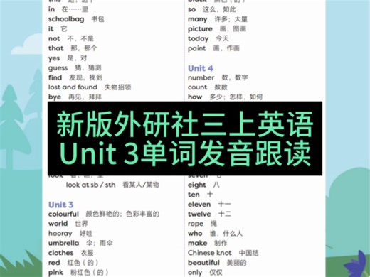 <2024新版秋季教材>外研社新标准（三起）三年级上 Unit 3 单词朗读版