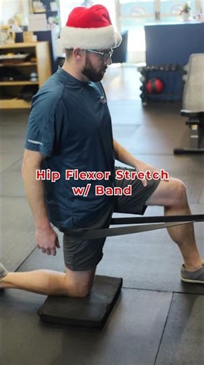 Day three focuses on Hip Flexor Stretch with a band.