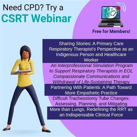 Missed one of the recent CSRT webinars? Access the recorded versions in the Video Library tab of the member portal! https://www.csrt.com/ | Canadian Society of Respiratory Therapists