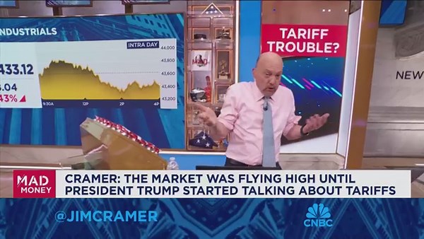 The market was flying high until Pres. Trump started talking about tariffs, says Jim Cramer