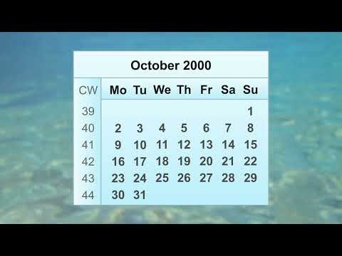 October 2000 Calendar