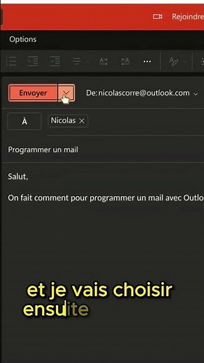 Programmer l'envoi d'un mail sur Outlook