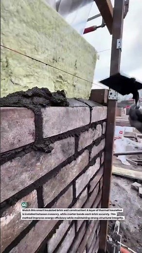 Insulated Brick Wall Build! #construction #insulation #masonry #shorts #builder #DIY