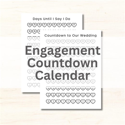 Engagement Countdown Calendar Printable Wedding Countdown Gift for Couple Days Until Wedding Planner Bride and Groom PDF Instant Download - Etsy