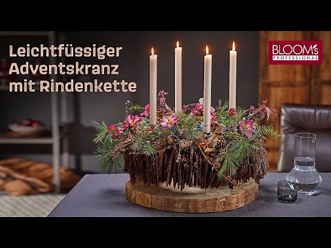 Leichtfüssiger ADVENTSKRANZ mit Rindenkette | Adventsfloristik | Rustikale Deko