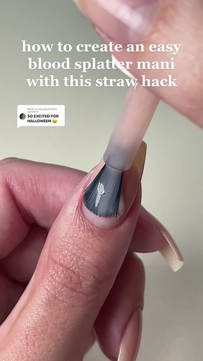 Easy Blood Splatter Mani Tutorial with Straw Hack