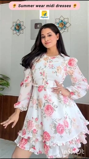 🌻 Summer wear midi dresses on Flipkart under 650/-🌻 #flipkart #summerwear #floraldresses #viralshort