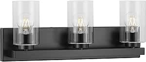 Progress Lighting Goodwin Collection 21 in. 3-Light Matte Black Modern Vanity Light with Clear Glass for Bathroom