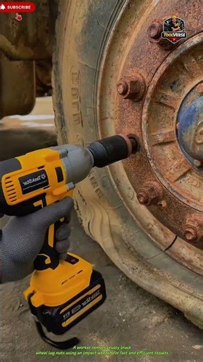 Removing Rusty Truck Wheel Lug Nuts with a Powerful Impact Wrench #powertools