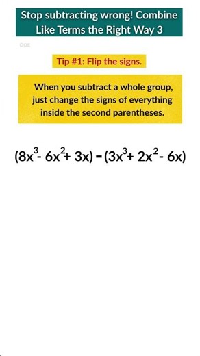 Combining Like Terms (Subtraction) 3 #maths #subtraction #education #easymathtricks #shorts