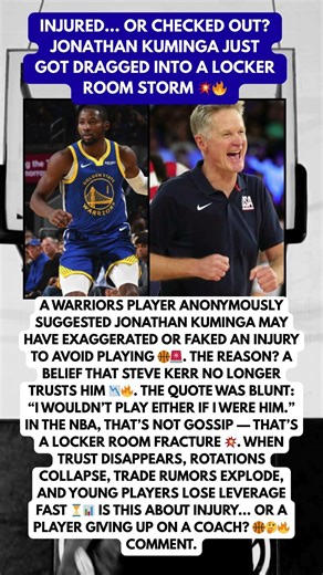 Injured… or checked out? Jonathan Kuminga just got dragged into a locker room storm 💥🔥