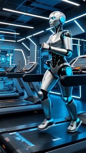 Futuristic Humanoid Robot Jogging | Sci-Fi AI Animation with Sound Effects