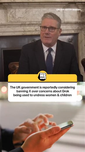 Hear Me Out on Instagram: "The UK is considering banning X over concerns about how users are using Grok, X’s AI chatbot, to undress women and children. It’s been reported that the government has urged regulator Ofcom to use all of its powers against the social media platform to target the unlawful use of the AI tool. #grok #uknews #ofcom #x"