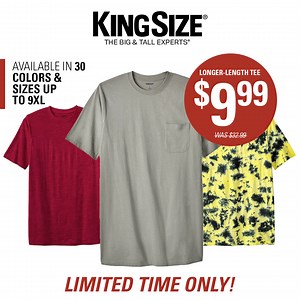 📣 Longer-Length Tee for ONLY $9.99! | KingSize