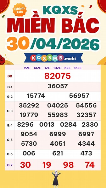 Kết quả xổ số miền Bắc ngày 30 tháng 4 - SXMB - XSMB thứ 5 - KQXSMB - XSHN