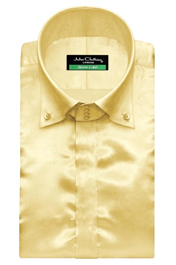 Men's Gold Satin Hidden Placket Shirt High Button Down Collar Celebrity Style Gala Outfit - Etsy