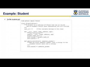 UWA CSSE Core Python Programming - Object Oriented Programming