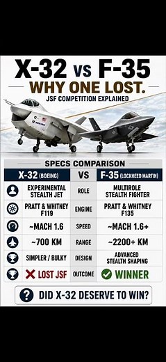 X-32 vs F-35: Why Boeing Lost the JSF Battle #F35 #aviation #military #fighterjet #comparison