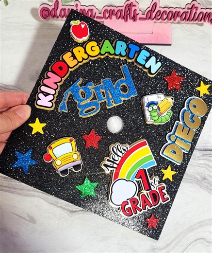 Kindergarten Graduation Cap, Class of 2026, Custom Grad Cap Topper, Cartoon Pre-k Grad Cap, Kids Graduation Cap - Etsy